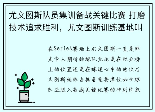 尤文图斯队员集训备战关键比赛 打磨技术追求胜利，尤文图斯训练基地叫什么名字